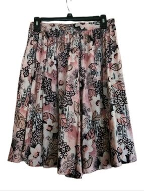 Vintage Women's Peachy Pink Floral A-Line Culottes